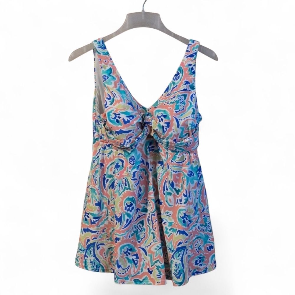 Raisins Curve Lucia V-neck Tummy Control Colorful Paisley Print Swim Dress 16W - Picture 2 of 16